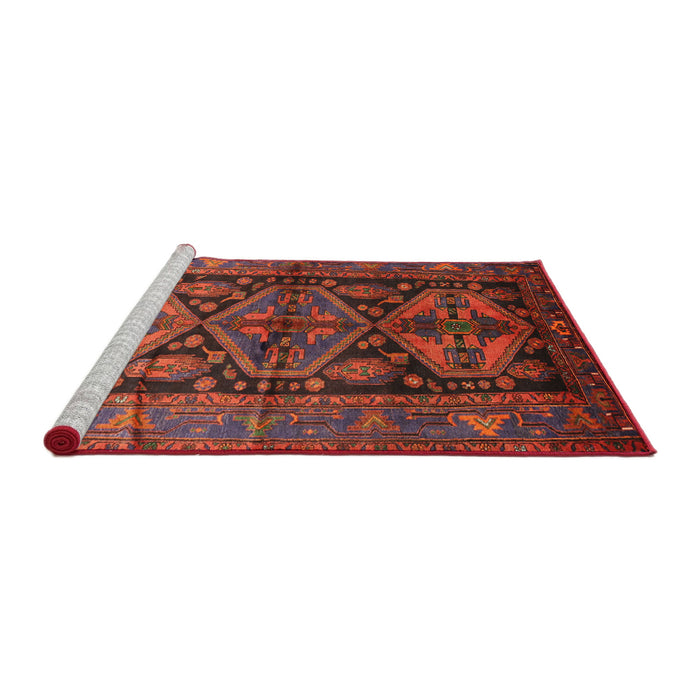 Sideview of Machine Washable Traditional Tomato Red Rug, wshtr600