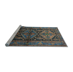 Sideview of Machine Washable Persian Light Blue Traditional Rug, wshtr600lblu