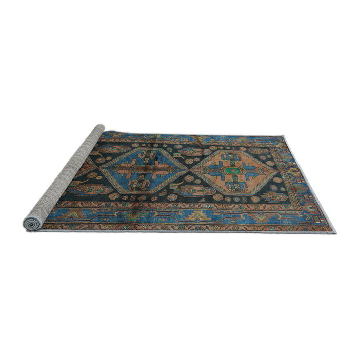 Sideview of Machine Washable Persian Light Blue Traditional Rug, wshtr600lblu