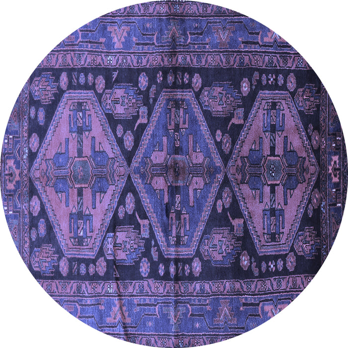 Round Machine Washable Persian Blue Traditional Rug, wshtr600blu