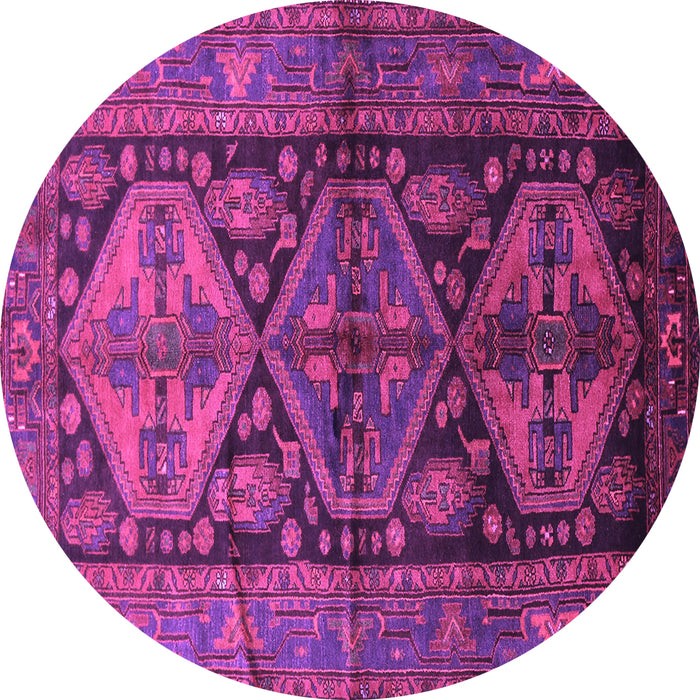 Round Persian Purple Traditional Rug, tr600pur