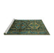 Sideview of Machine Washable Persian Turquoise Traditional Area Rugs, wshtr600turq