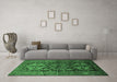 Machine Washable Persian Emerald Green Traditional Area Rugs in a Living Room,, wshtr600emgrn