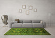 Machine Washable Persian Green Traditional Area Rugs in a Living Room,, wshtr600grn