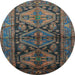 Round Persian Light Blue Traditional Rug, tr600lblu