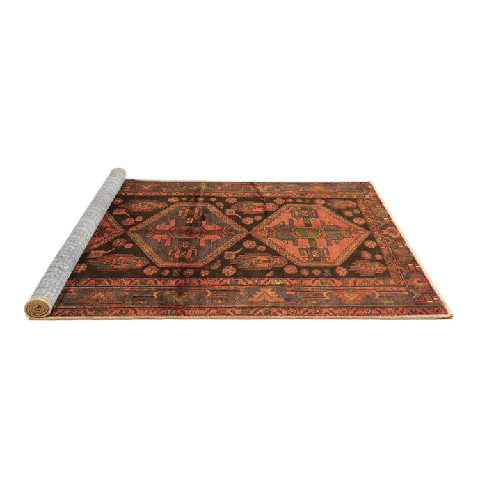 Sideview of Machine Washable Persian Brown Traditional Rug, wshtr600brn