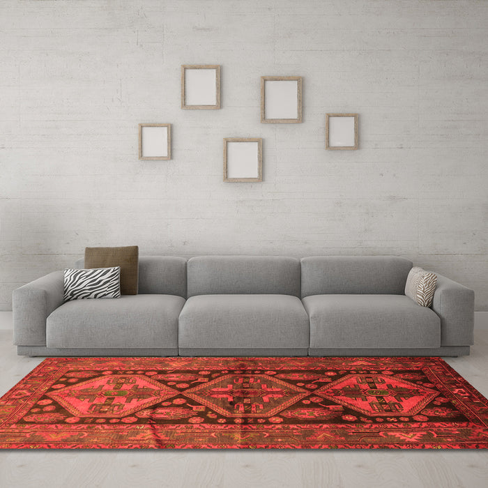 Machine Washable Persian Orange Traditional Area Rugs in a Living Room, wshtr600org
