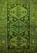 Serging Thickness of Machine Washable Persian Green Traditional Area Rugs, wshtr600grn