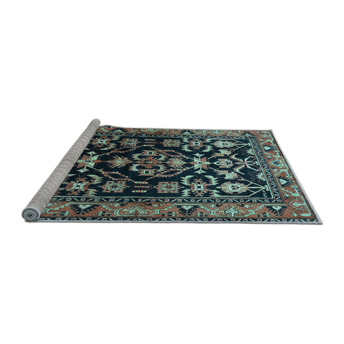 Sideview of Machine Washable Persian Light Blue Traditional Rug, wshtr601lblu