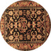 Round Persian Brown Traditional Rug, tr601brn