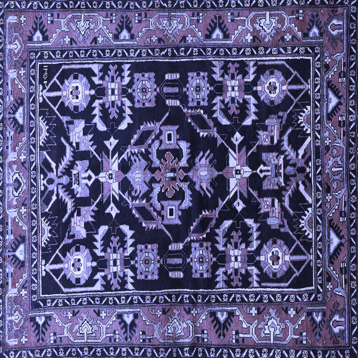 Square Machine Washable Persian Blue Traditional Rug, wshtr601blu