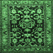 Square Machine Washable Persian Emerald Green Traditional Area Rugs, wshtr601emgrn