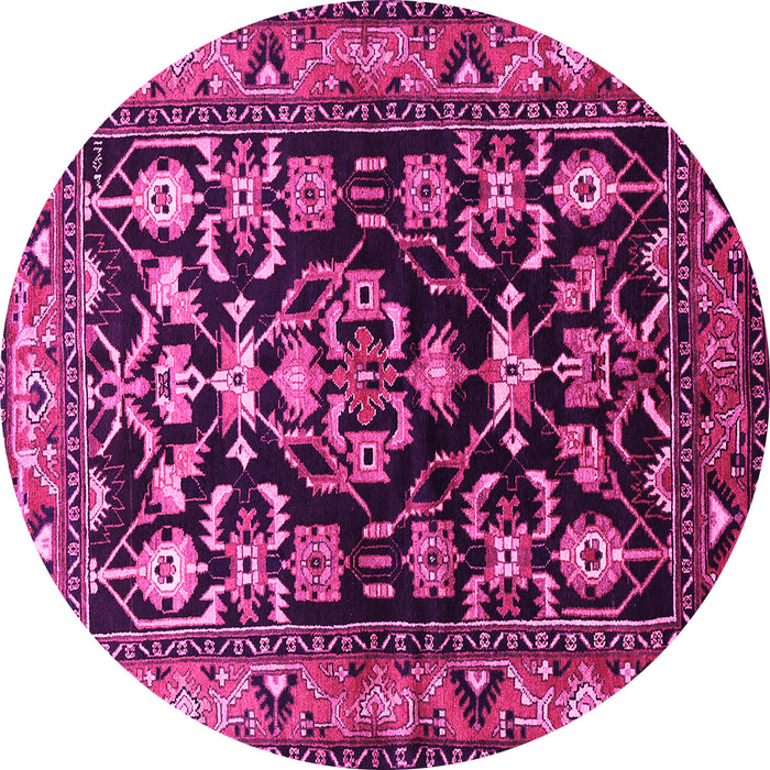 Round Machine Washable Persian Pink Traditional Rug, wshtr601pnk