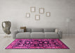 Machine Washable Persian Pink Traditional Rug in a Living Room, wshtr601pnk