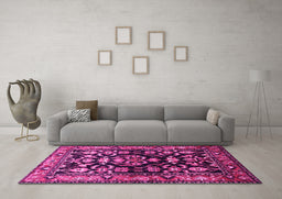 Machine Washable Persian Pink Traditional Rug in a Living Room, wshtr601pnk