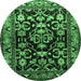 Round Persian Emerald Green Traditional Rug, tr601emgrn