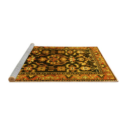 Sideview of Machine Washable Persian Yellow Traditional Rug, wshtr601yw
