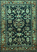 Machine Washable Persian Turquoise Traditional Area Rugs, wshtr601turq