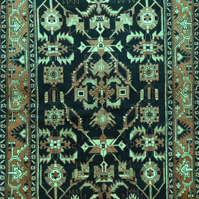 Machine Washable Persian Turquoise Traditional Area Rugs, wshtr601turq