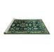 Sideview of Machine Washable Persian Turquoise Traditional Area Rugs, wshtr601turq