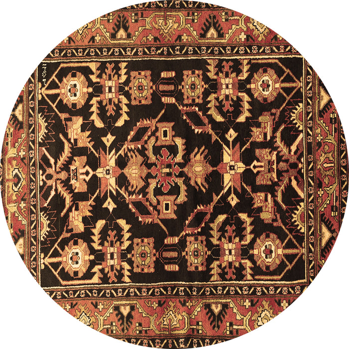 Round Machine Washable Persian Brown Traditional Rug, wshtr601brn