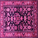 Square Machine Washable Persian Pink Traditional Rug, wshtr601pnk