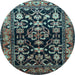 Round Persian Light Blue Traditional Rug, tr601lblu