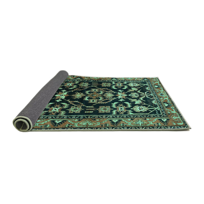 Sideview of Persian Turquoise Traditional Rug, tr601turq