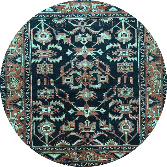 Round Machine Washable Persian Light Blue Traditional Rug, wshtr601lblu