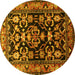 Round Persian Yellow Traditional Rug, tr601yw