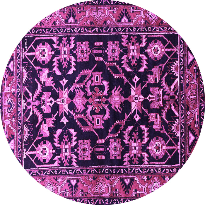Round Machine Washable Persian Purple Traditional Area Rugs, wshtr601pur
