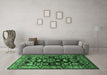 Machine Washable Persian Emerald Green Traditional Area Rugs in a Living Room,, wshtr601emgrn