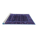 Sideview of Machine Washable Persian Blue Traditional Rug, wshtr602blu