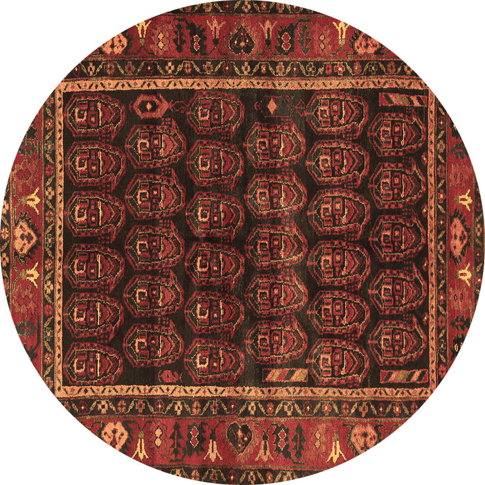 Round Machine Washable Persian Brown Traditional Rug, wshtr602brn