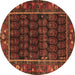 Round Machine Washable Persian Brown Traditional Rug, wshtr602brn