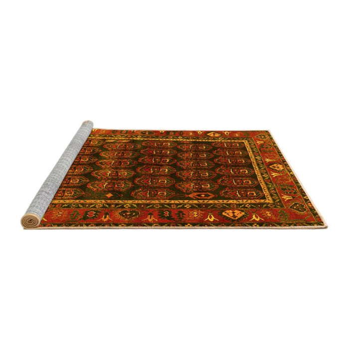 Sideview of Machine Washable Persian Yellow Traditional Rug, wshtr602yw