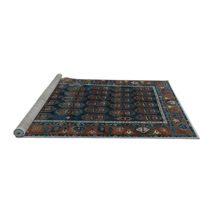 Sideview of Machine Washable Persian Light Blue Traditional Rug, wshtr602lblu