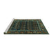 Sideview of Machine Washable Persian Turquoise Traditional Area Rugs, wshtr602turq