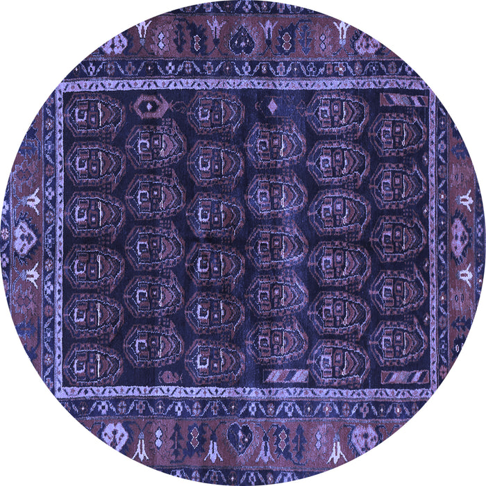 Round Persian Blue Traditional Rug, tr602blu
