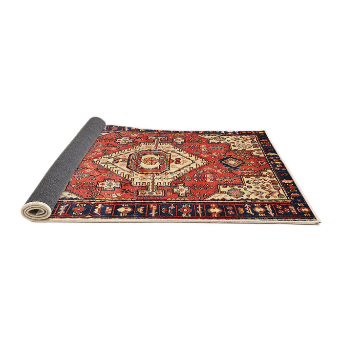 Sideview of Traditional Saffron Red Persian Rug, tr603