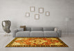 Machine Washable Persian Yellow Traditional Rug in a Living Room, wshtr603yw