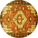 Round Machine Washable Persian Yellow Traditional Rug, wshtr603yw