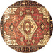 Round Persian Brown Traditional Rug, tr603brn