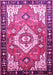 Machine Washable Persian Pink Traditional Rug, wshtr603pnk