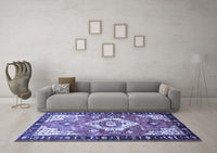 Machine Washable Persian Blue Traditional Rug, wshtr603blu