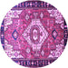 Round Machine Washable Persian Purple Traditional Area Rugs, wshtr603pur