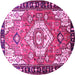 Round Machine Washable Persian Pink Traditional Rug, wshtr603pnk