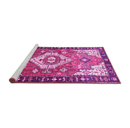 Sideview of Machine Washable Persian Pink Traditional Rug, wshtr603pnk