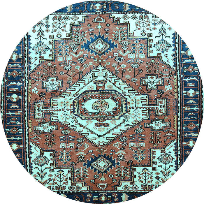Round Machine Washable Persian Light Blue Traditional Rug, wshtr603lblu