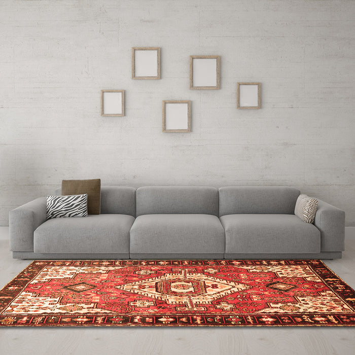 Machine Washable Persian Orange Traditional Area Rugs in a Living Room, wshtr603org